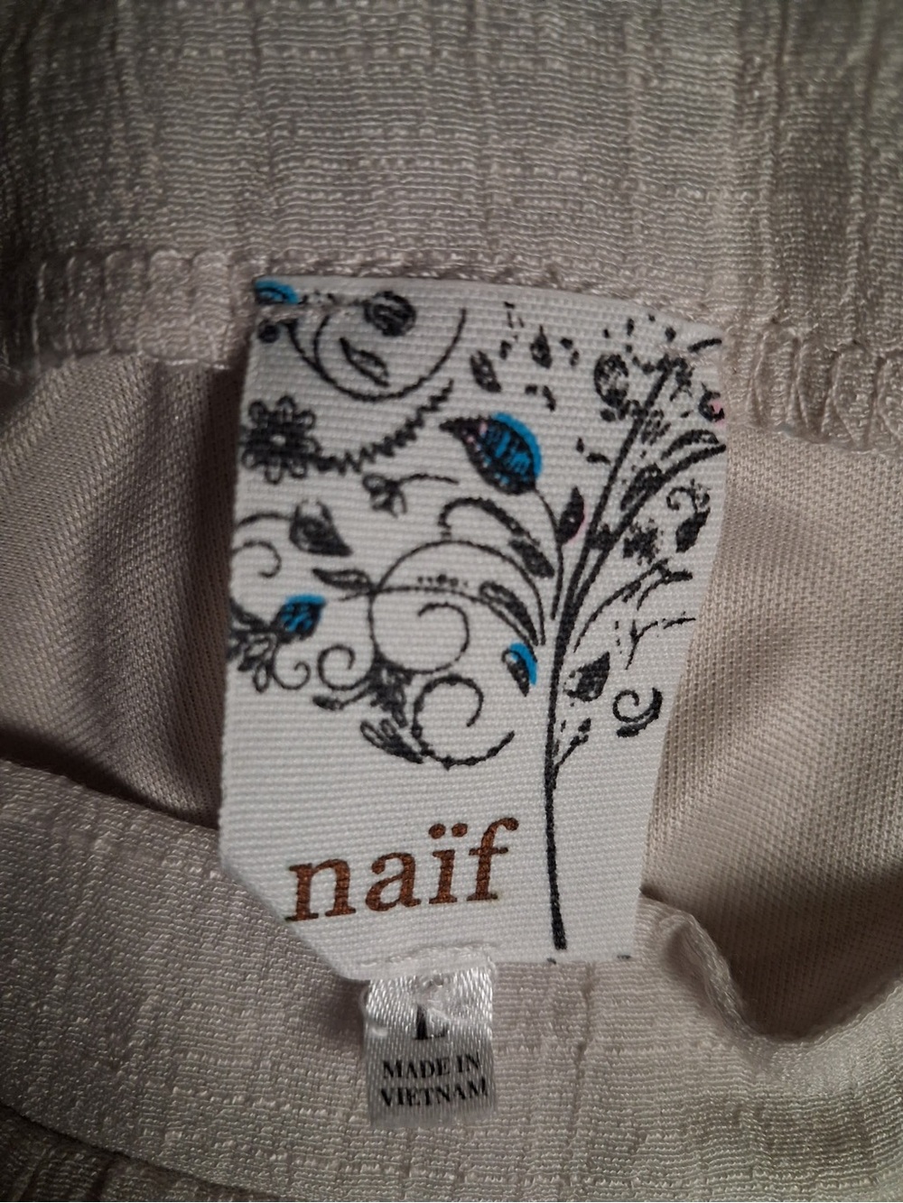 NAIF Cream Button-Front Square Neck Tunic Dress - Picture 4 of 6